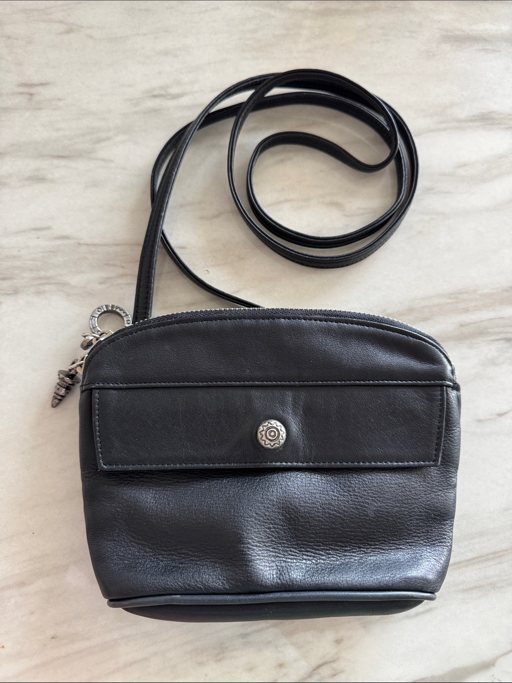 Lisa Jenks Vintage Black Leather Crossbody Bag